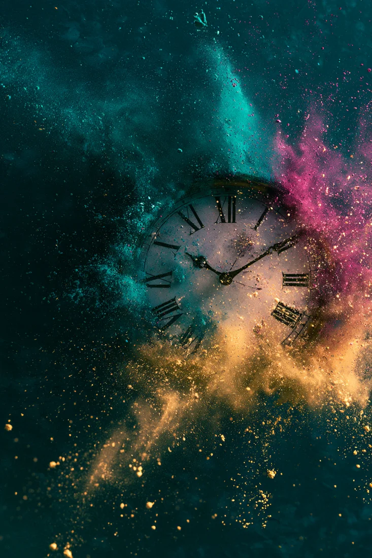 Création visuelle par IA autour du temps